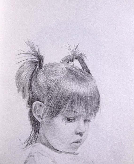 Girl in Graphite Portrait