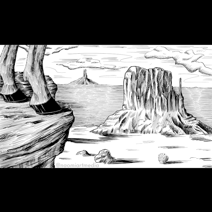 Inktober Western Black and White Drawing