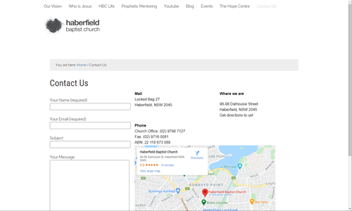 Haberfield Baptist Contact Us Page