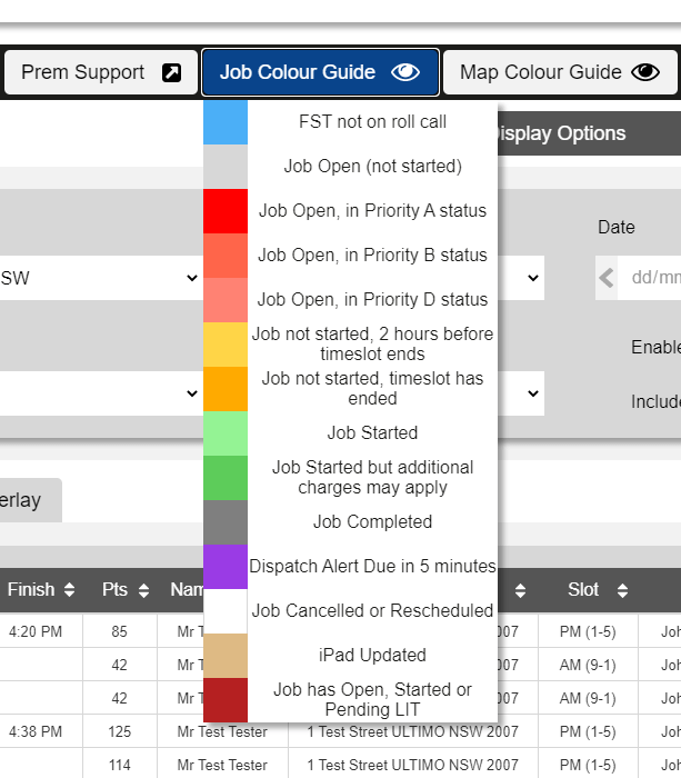 Job Colour Guide Dropdown