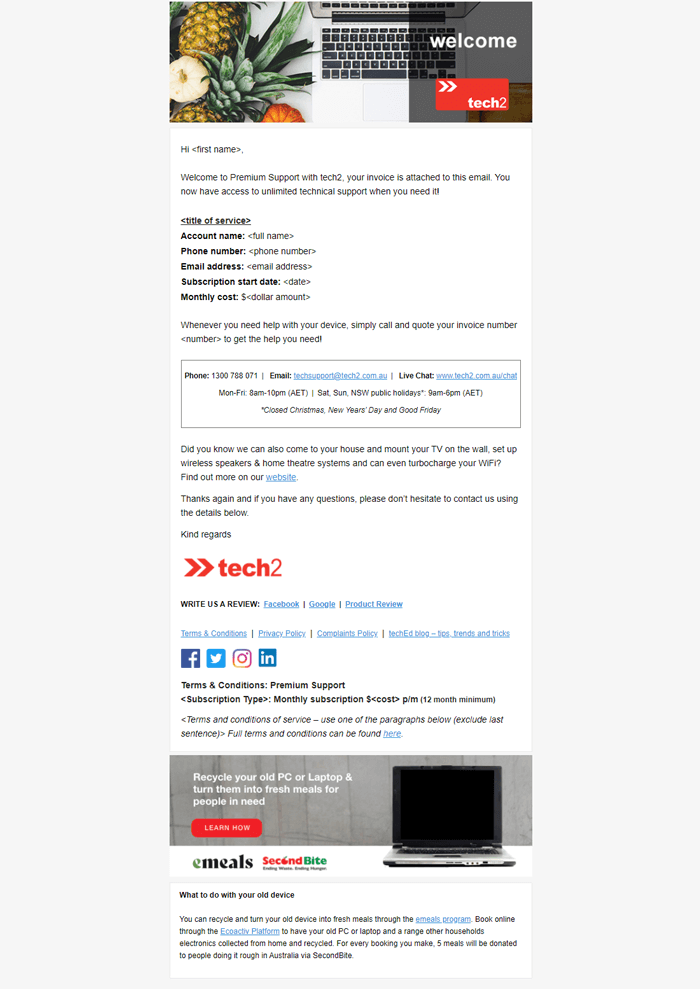 Welcome Email Template