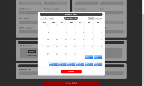 iiNet Full Calendar Appointment Booking System