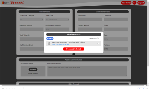 iiNet View and Download Ticket Documents